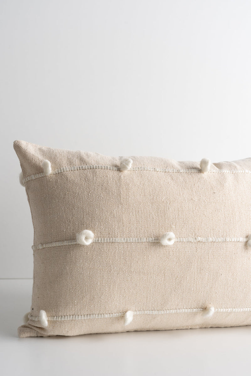 Erica Cream with White Detail - 13" x 21" (Pillow Case Only)
