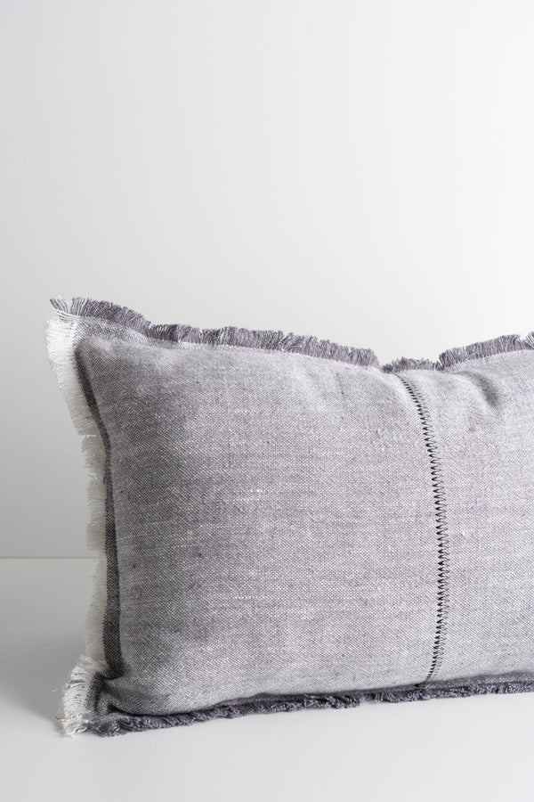 Thais Grey Fabric Fringed - 13" x 21" (Pillow Case Only)