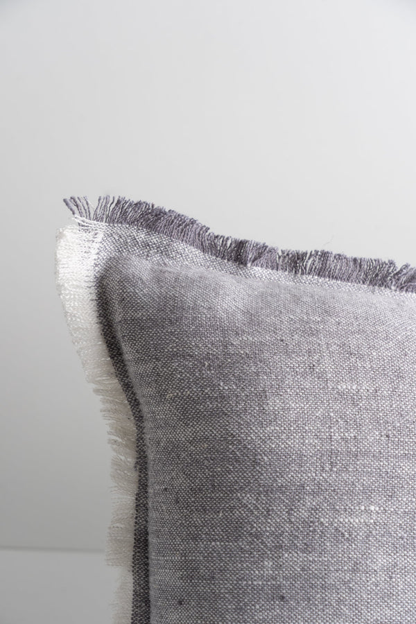 Thais Grey Fabric Fringed - 13" x 21" (Pillow Case Only)