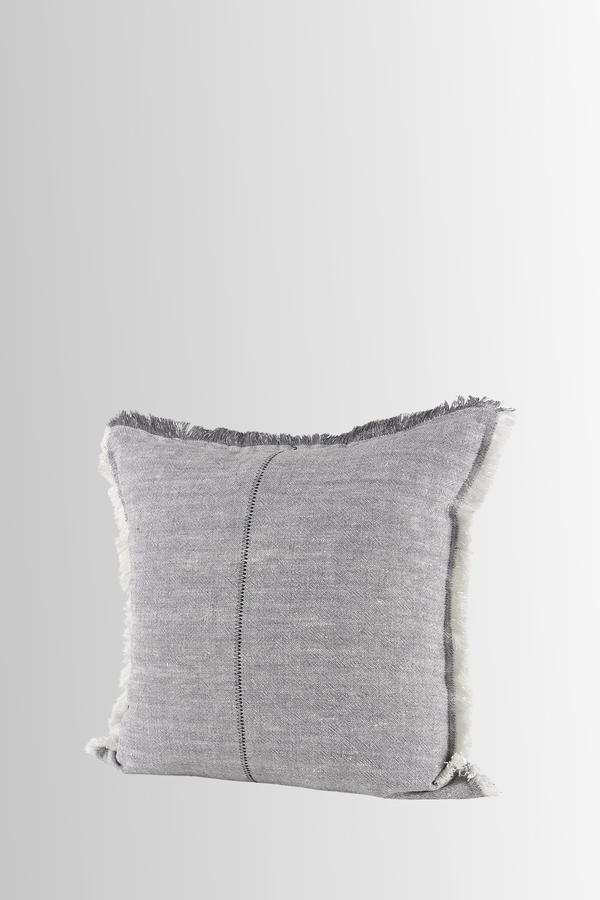Thais Grey Fabric Fringed - 20" x 20" (Pillow Case Only)