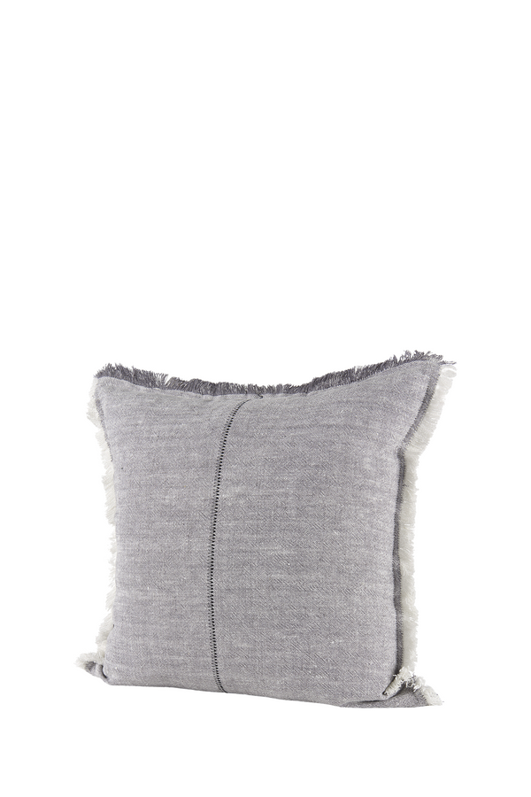 Thais Grey Fabric Fringed - 20" x 20" (Pillow Case Only)