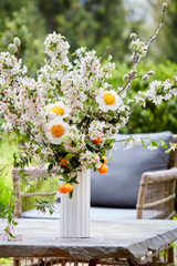 Ceramic Ribbed Cylinder Vase Matte White - Short