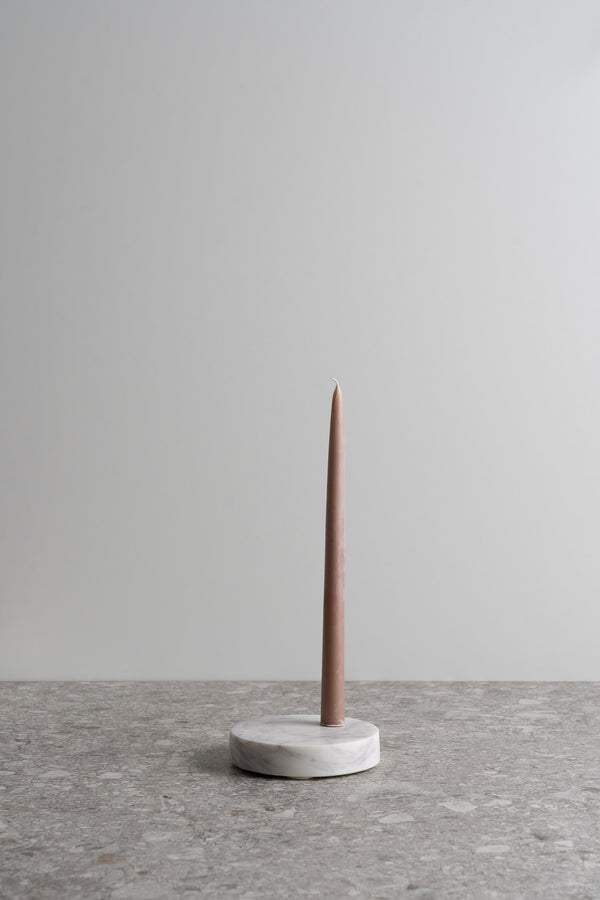Marble Disk Taper Candle Holder - White Marble