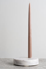 Marble Disk Taper Candle Holder - White Marble