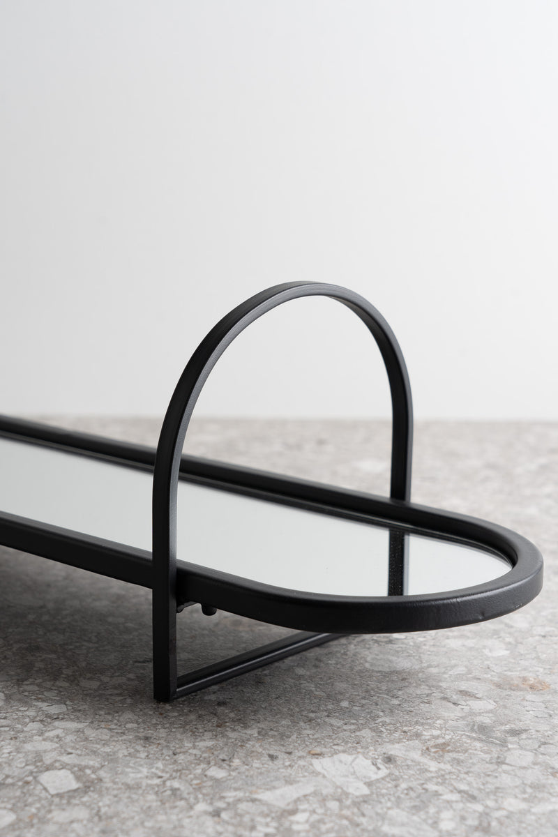 Evianna Mirrored Metal Frame Tray - Black