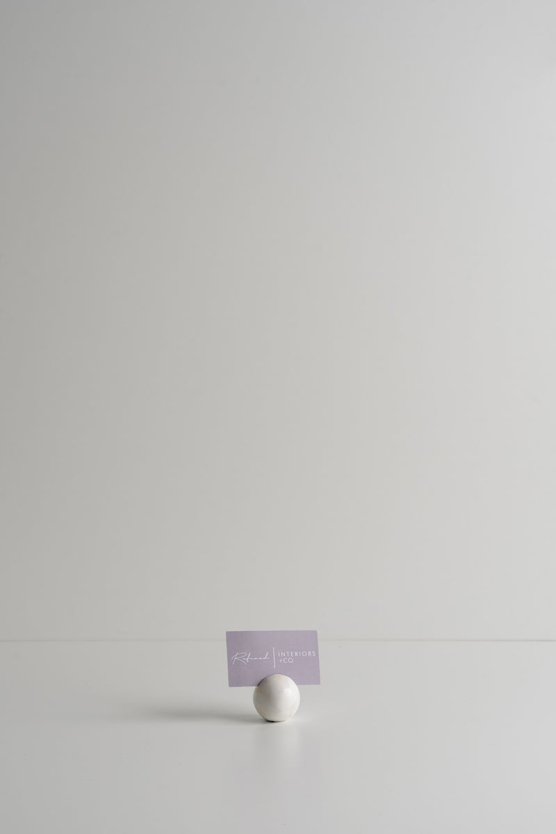 Marble Round Placecard Holder - White