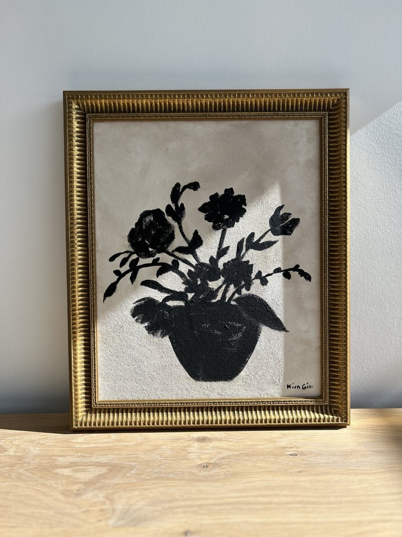 Monochromatic Flowers II with Vintage Gold Framed
