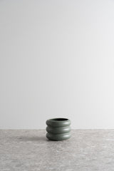 Circular Ceramic Pot - Green Grey - S