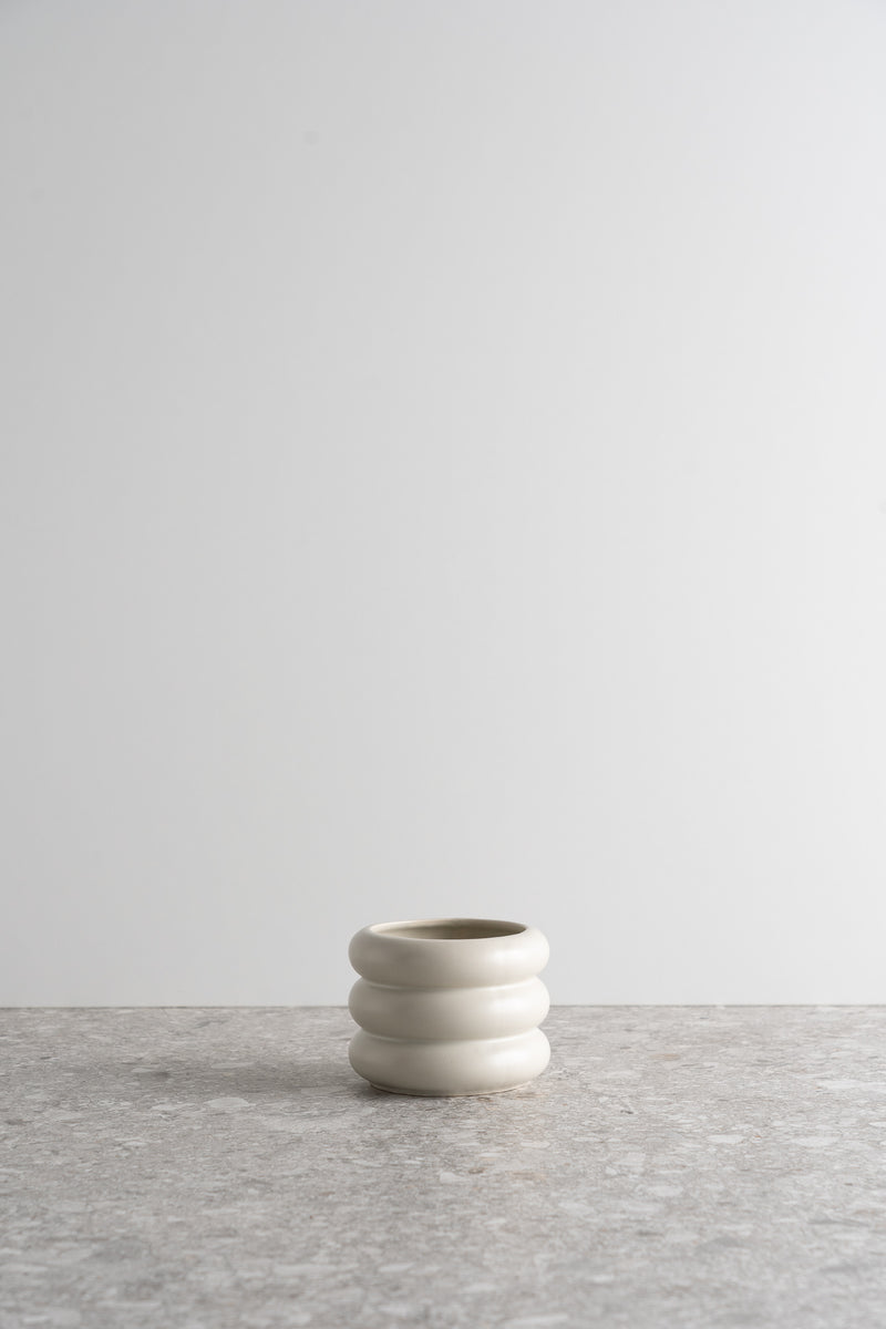 Circular Ceramic Pot - Nougat - S