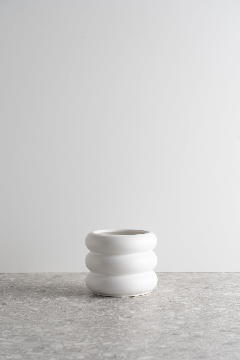 Circular Ceramic Pot - Polar White - M