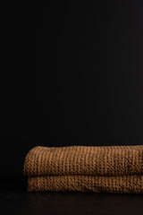 Linen Blend Waffle Throw - Cinnamon