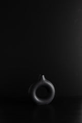 Circular Ceramic Vase - Black - M