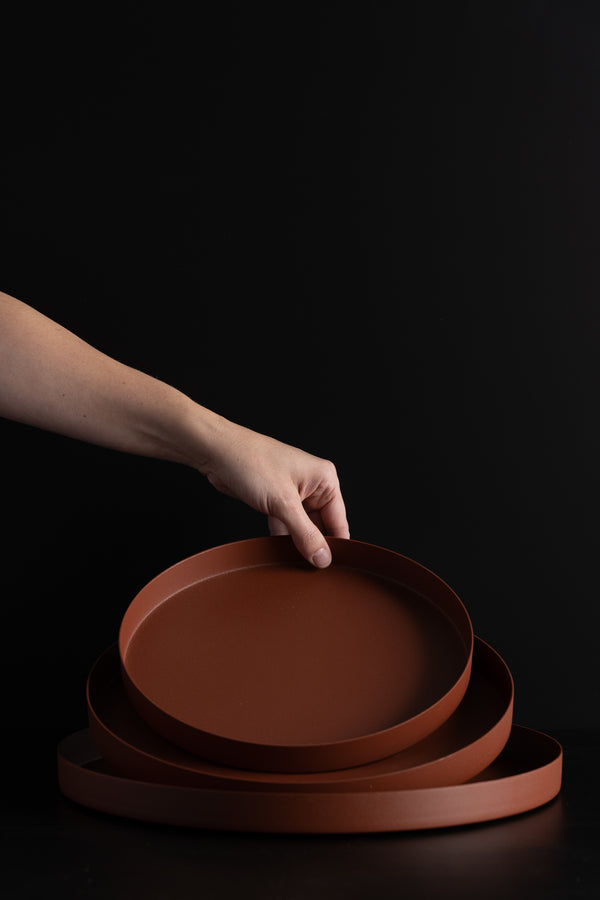 Reo Steel Tray - Rustic Brown - M