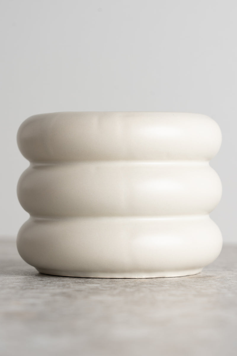 Circular Ceramic Pot - Nougat - S