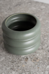 Circular Ceramic Pot - Green Grey - S