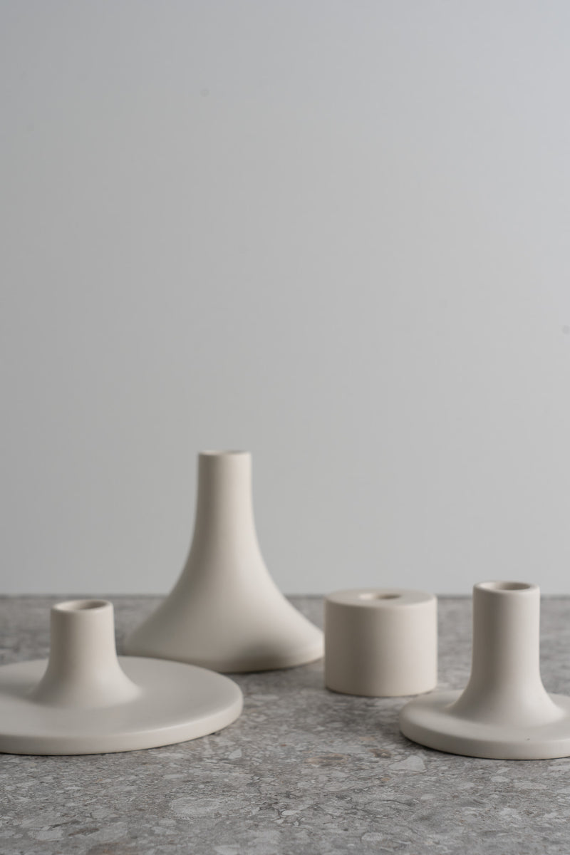 Grand Taper Candle Holder - Short - Matte White