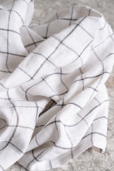 Linen Tea Towel - Charcoal Grid