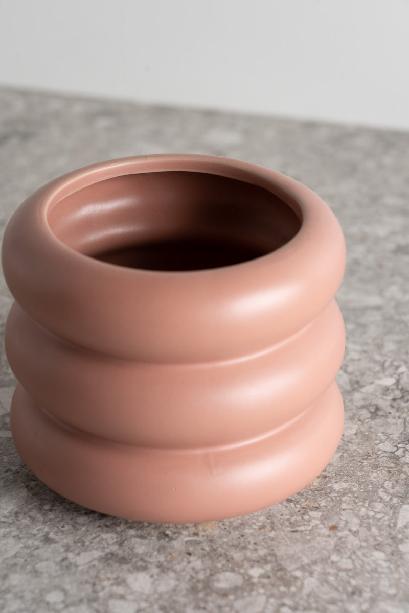 Circular Ceramic Pot - Light Pink - S