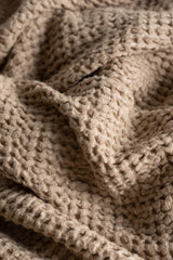 Linen Blend Waffle Towel - Beige