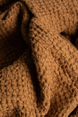 Linen Blend Waffle Throw - Cinnamon