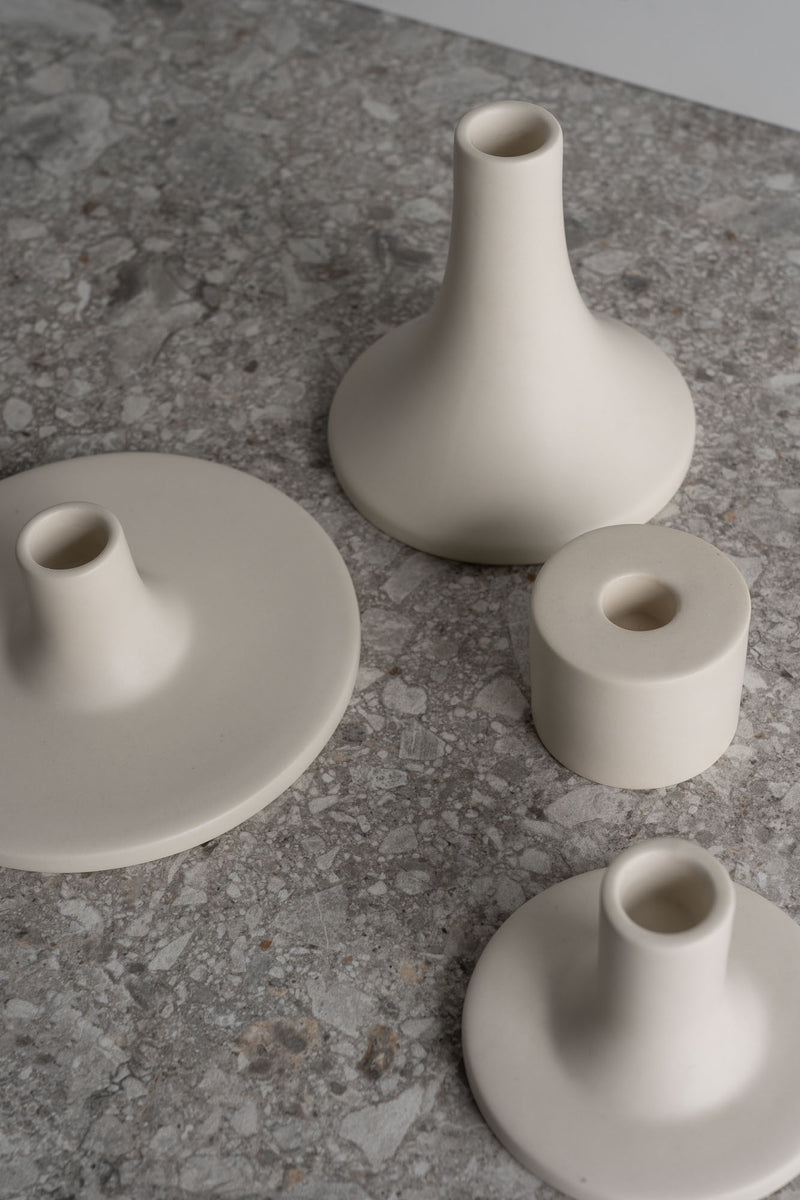 Petite Taper Candle Holder - Cylinder - Matte White