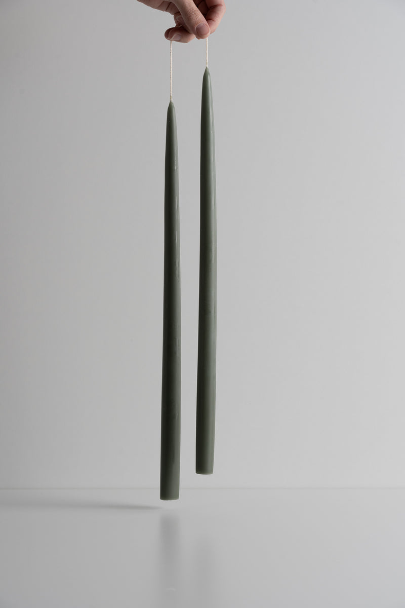 Dipped Taper Candles 18" Moss