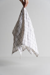 Linen Tea Towel - Charcoal Grid