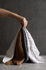 Linen Tea Towel - Charcoal Grid