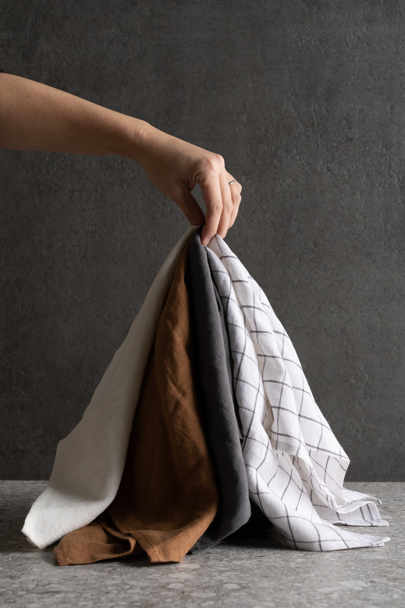 Linen Tea Towel - Dark Grey