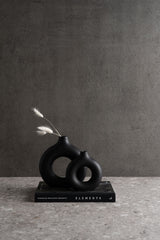 Circular Ceramic Vase - Black - S