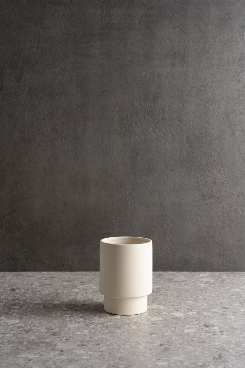 Modern Pedestal Ceramic Container - A