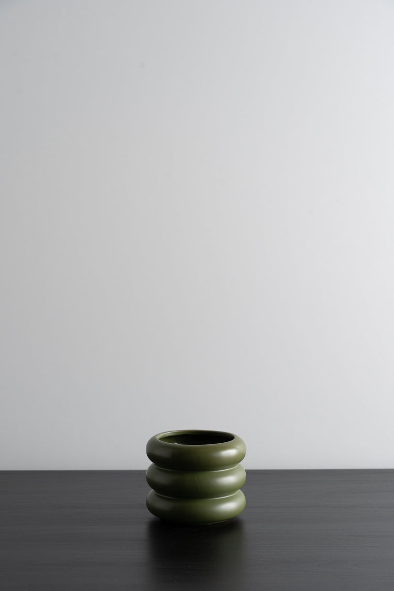 Circular Ceramic Pot - Sage - S
