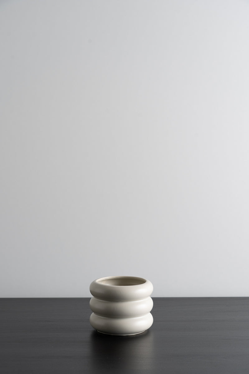 Circular Ceramic Pot - Nougat - S