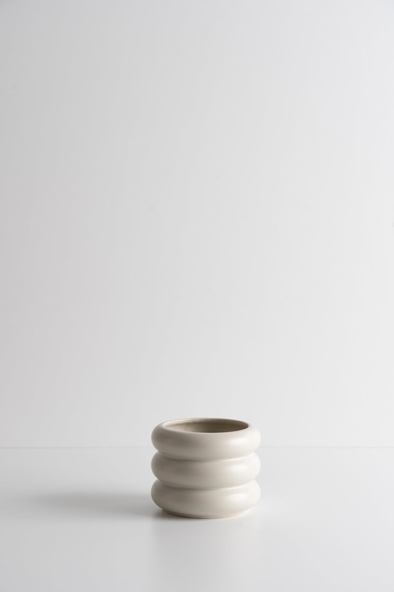 Circular Ceramic Pot - Nougat - S