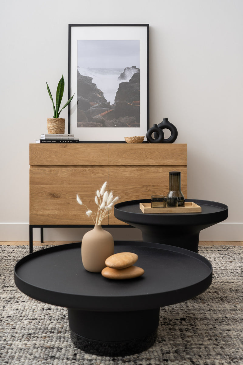 Circular Ceramic Vase - Black - S