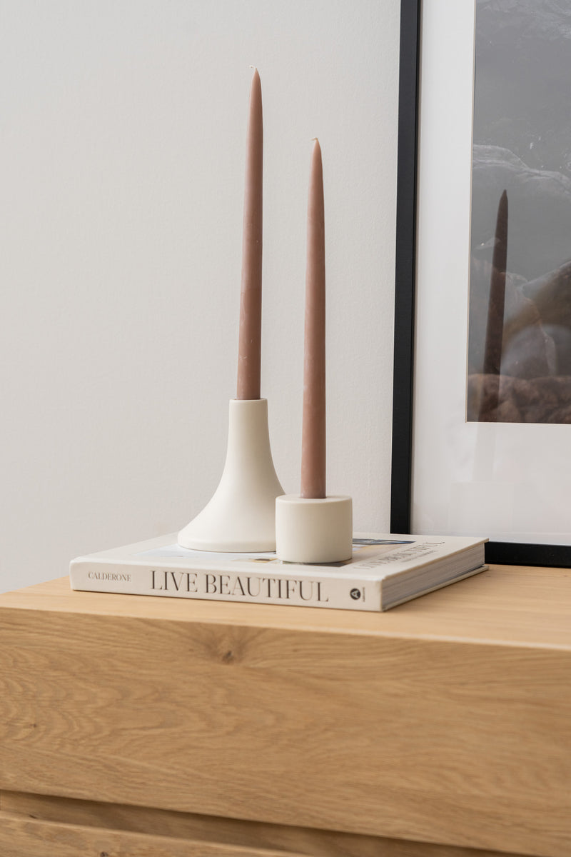 Petite Taper Candle Holder - Cylinder - Matte White