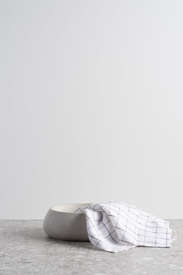 Linen Tea Towel - Charcoal Grid