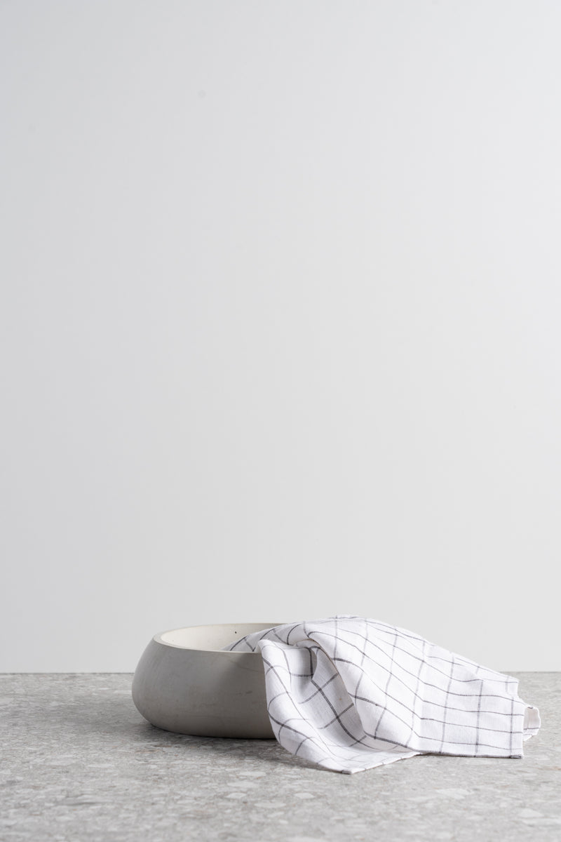 Linen Tea Towel - Charcoal Grid
