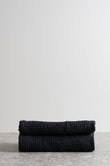 Linen Blend Waffle Towel - Dark Grey