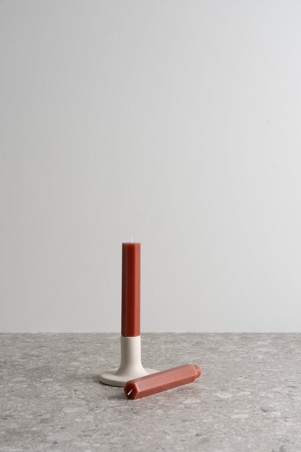 Fancy Taper Candle - Clay