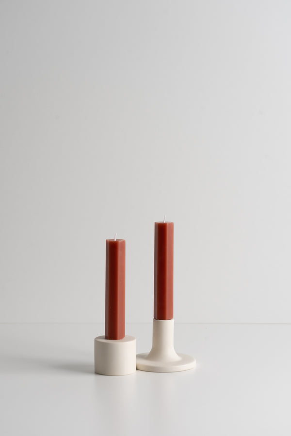 Fancy Taper Candle - Clay