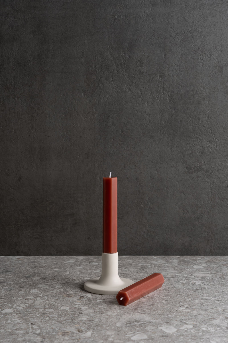 Fancy Taper Candle - Clay