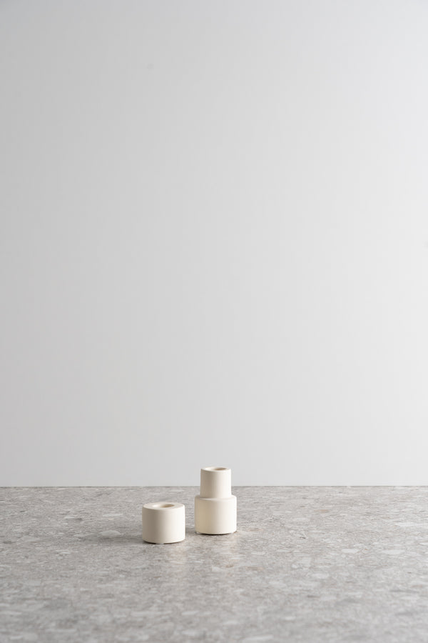 Creamy White Ceramic Candle Holder - Short