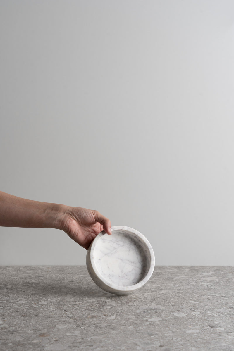 Small Marble Round Tray - White