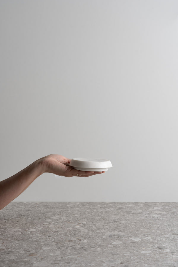 Marble Round Soap Dish - White