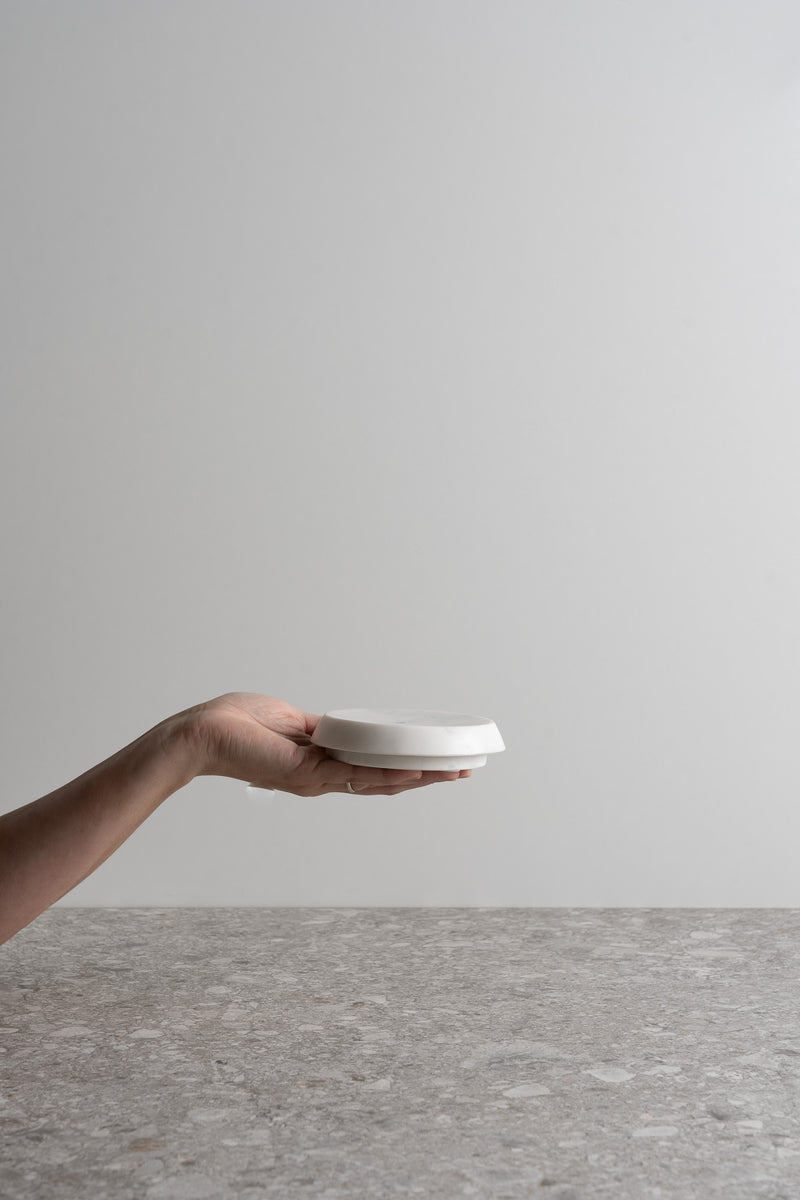 Marble Round Soap Dish - White
