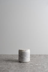 Large Round Marble Canister with Lid - White