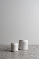 Large Round Marble Canister with Lid - White