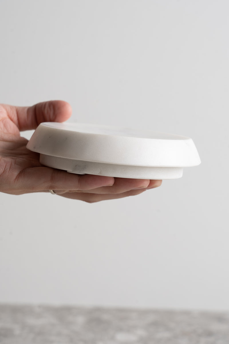 Marble Round Soap Dish - White