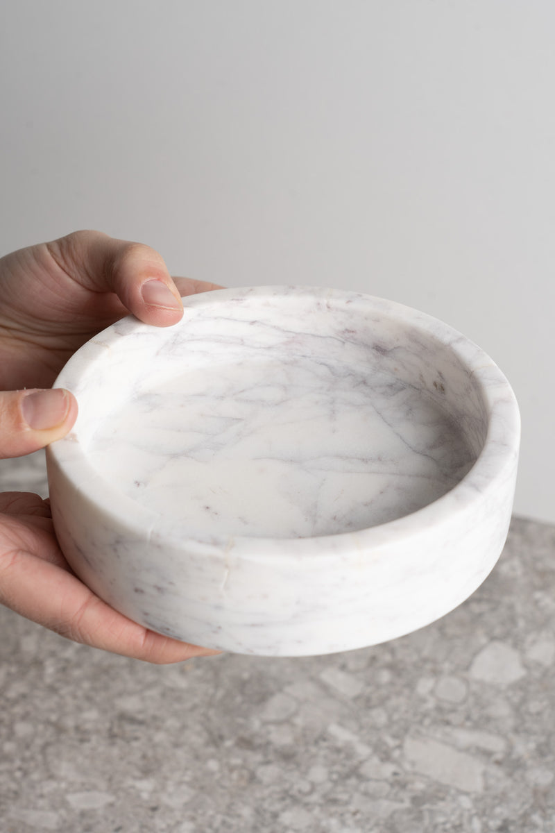 Small Marble Round Tray - White